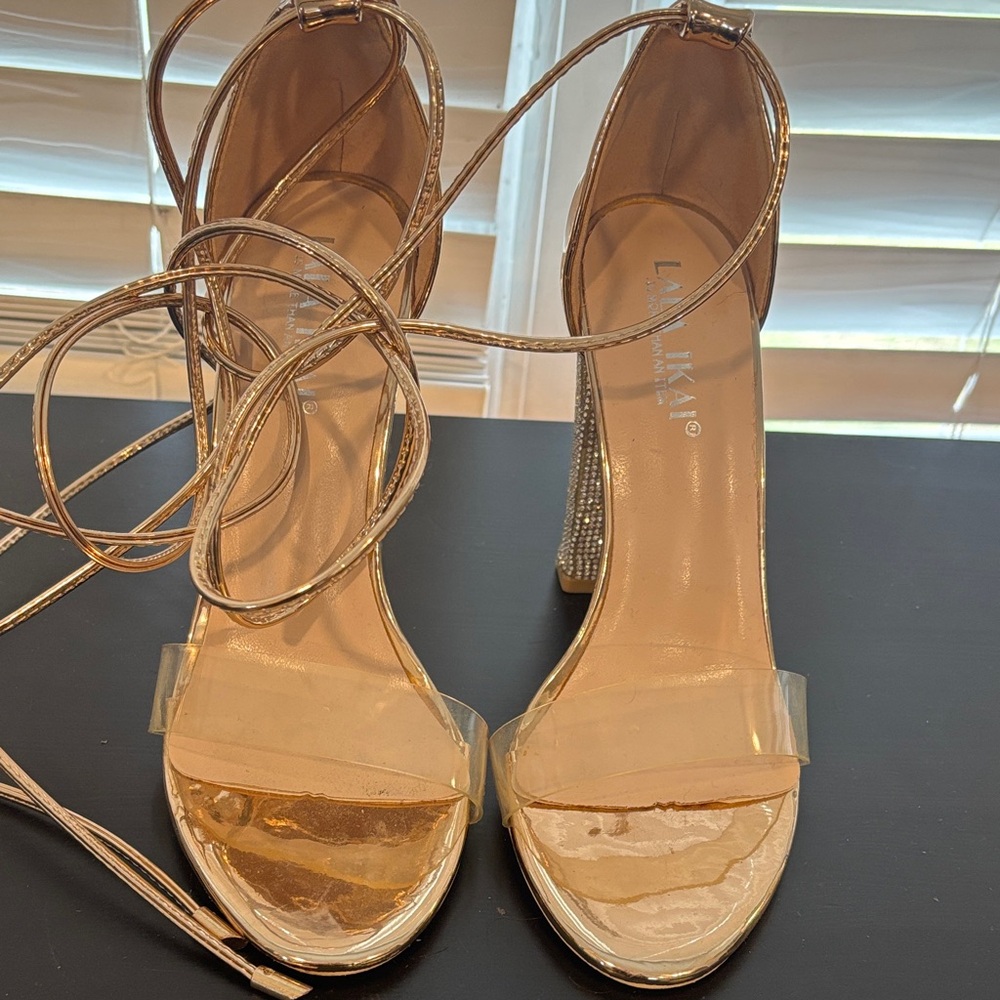 Shimmering Gold Rhinestone Heels - Picture 3 of 4